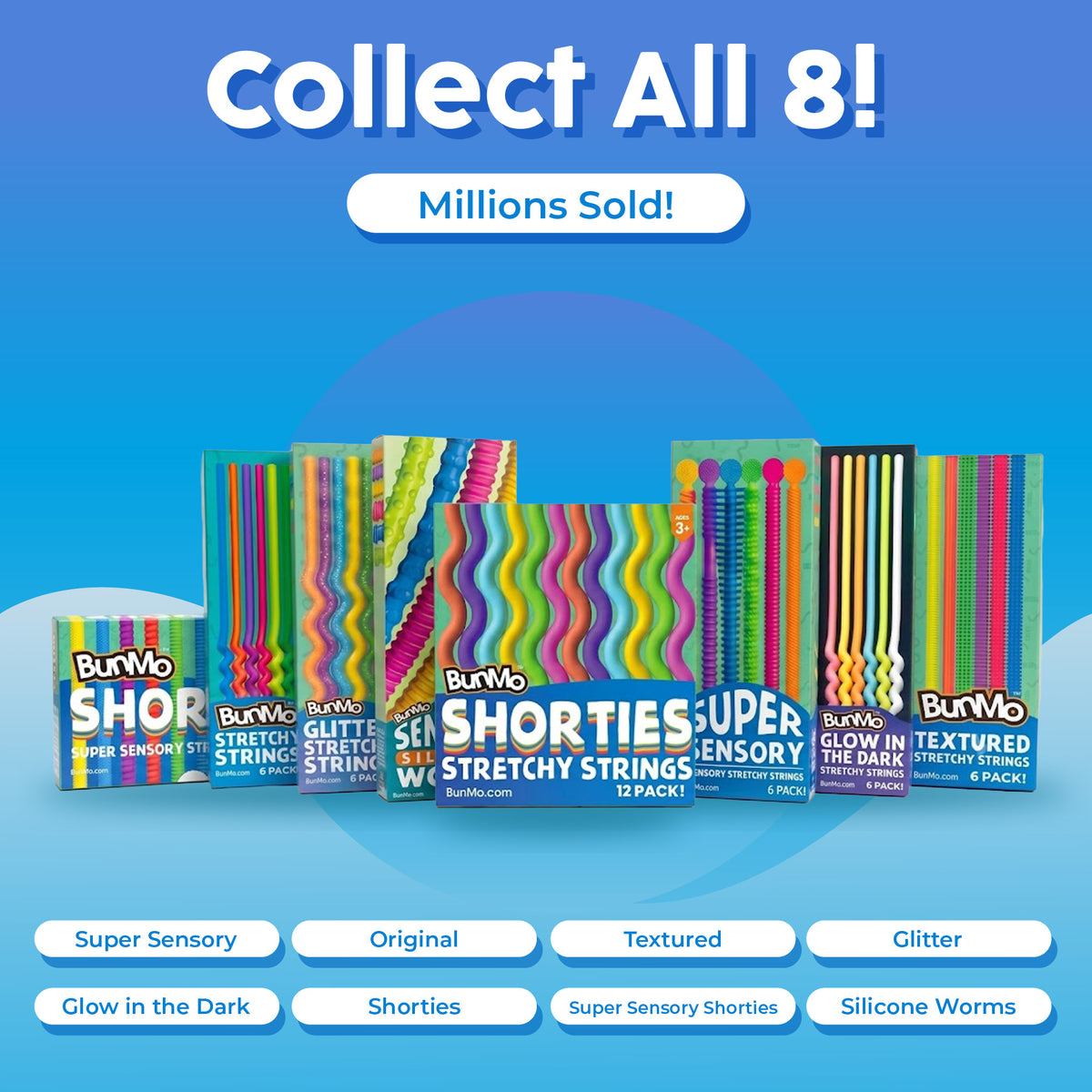 BunMo Stretchy Strings Mini Smooth 12 Pack