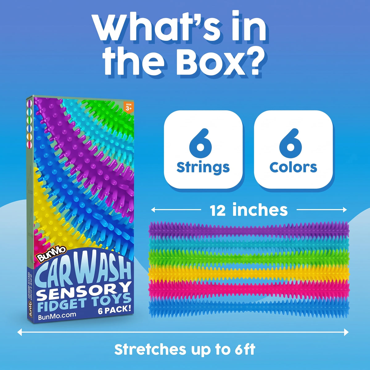BUNMO Textured Stretchy Strings for Kids - 6 Pack
