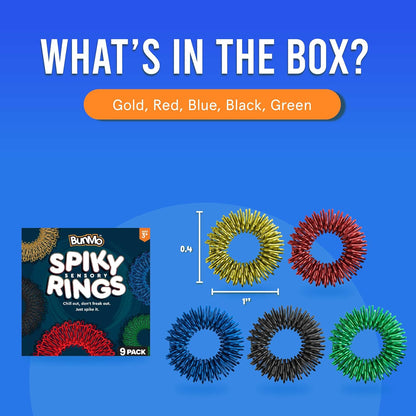 Spiky Sensory Fidget Rings (9 pck)