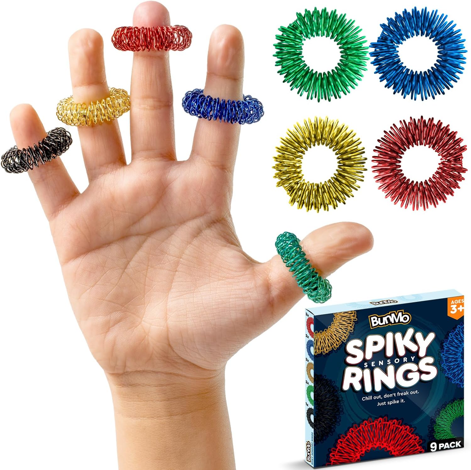 Spiky Sensory Fidget Rings (9 pck) – BunMo.com
