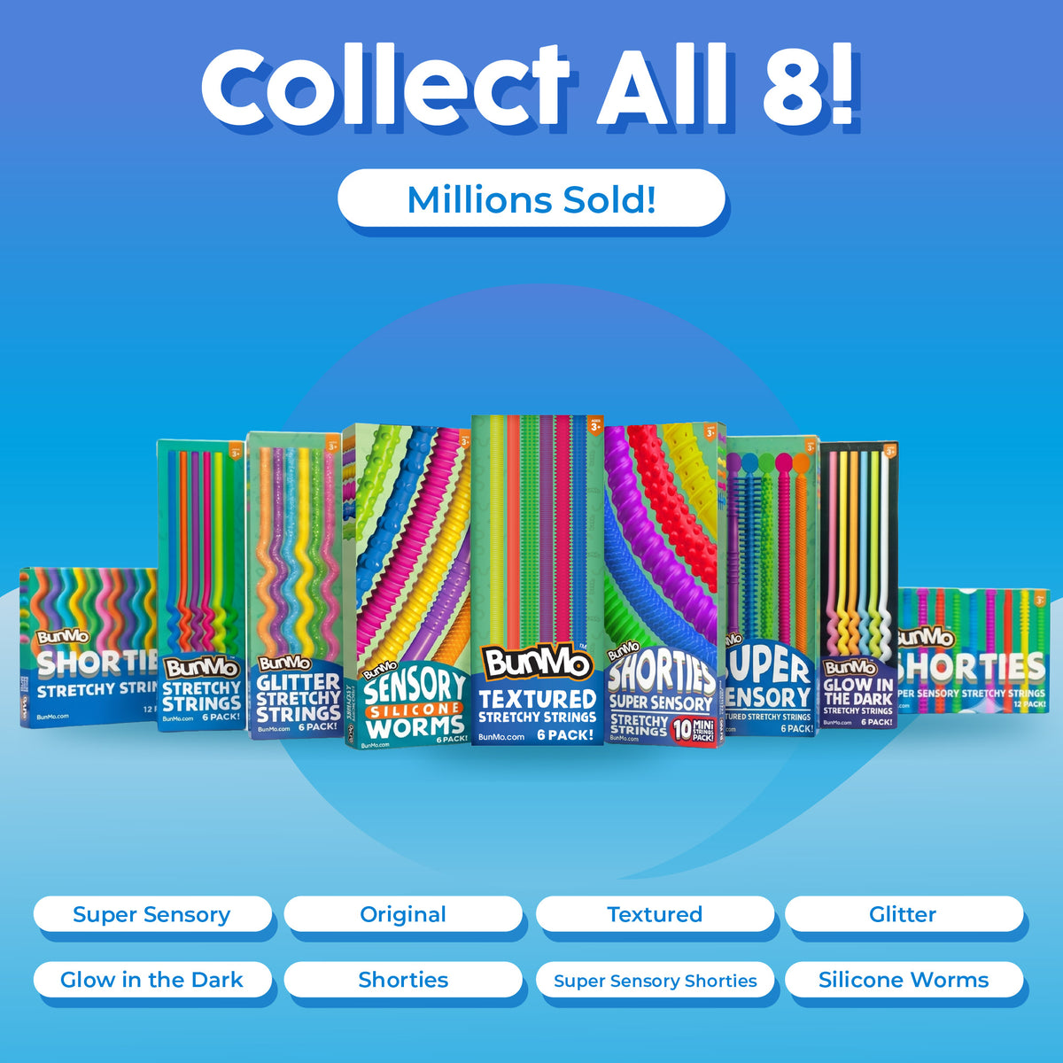 BunMo Stretchy Strings Textured 6 Pack