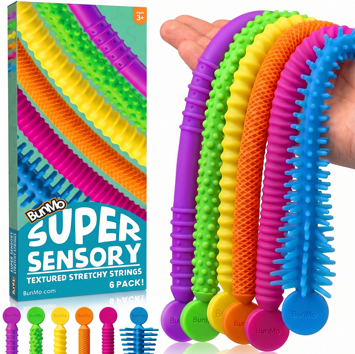 BunMo Stretchy Strings Textured 6 Pack