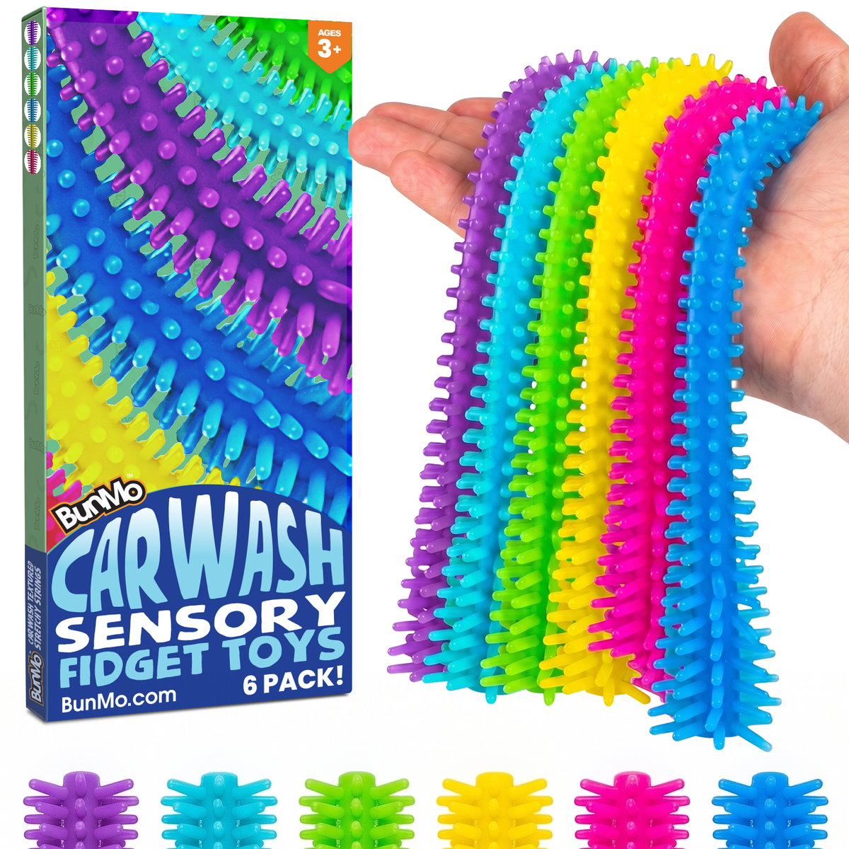 BUNMO Textured Stretchy Strings for Kids - 6 Pack