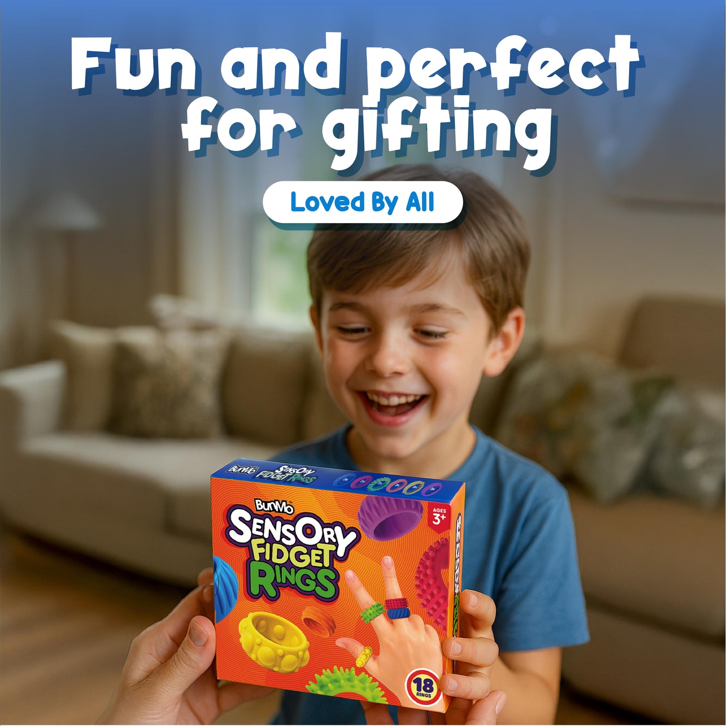 18 Pack Silicone Fidget Rings for Kids – Sensory Ring Set with 6 Textures | Colorful, BPA-Free Fidget Toys