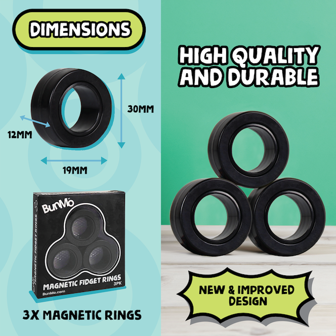 3Pcs Fidget Spinner Magnetic Ring Toys Fingers Magnet Rings ADHD Stress  Relief Magical Toys for Adult Kids Anxiety