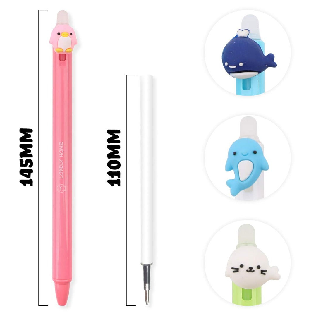 BUNMO Erasable Cute Pens - Cute Kawaii Accessories - 12 Ink Pens Include 12 Extra Kawaii Pen Ink Refills. Cute Pens for Girls Ma