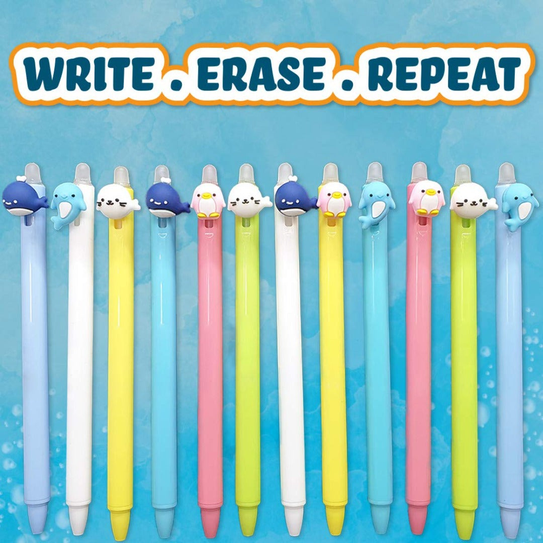 BUNMO Erasable Cute Pens - Cute Kawaii Accessories - 12 Ink Pens Include 12 Extra Kawaii Pen Ink Refills. Cute Pens for Girls Ma