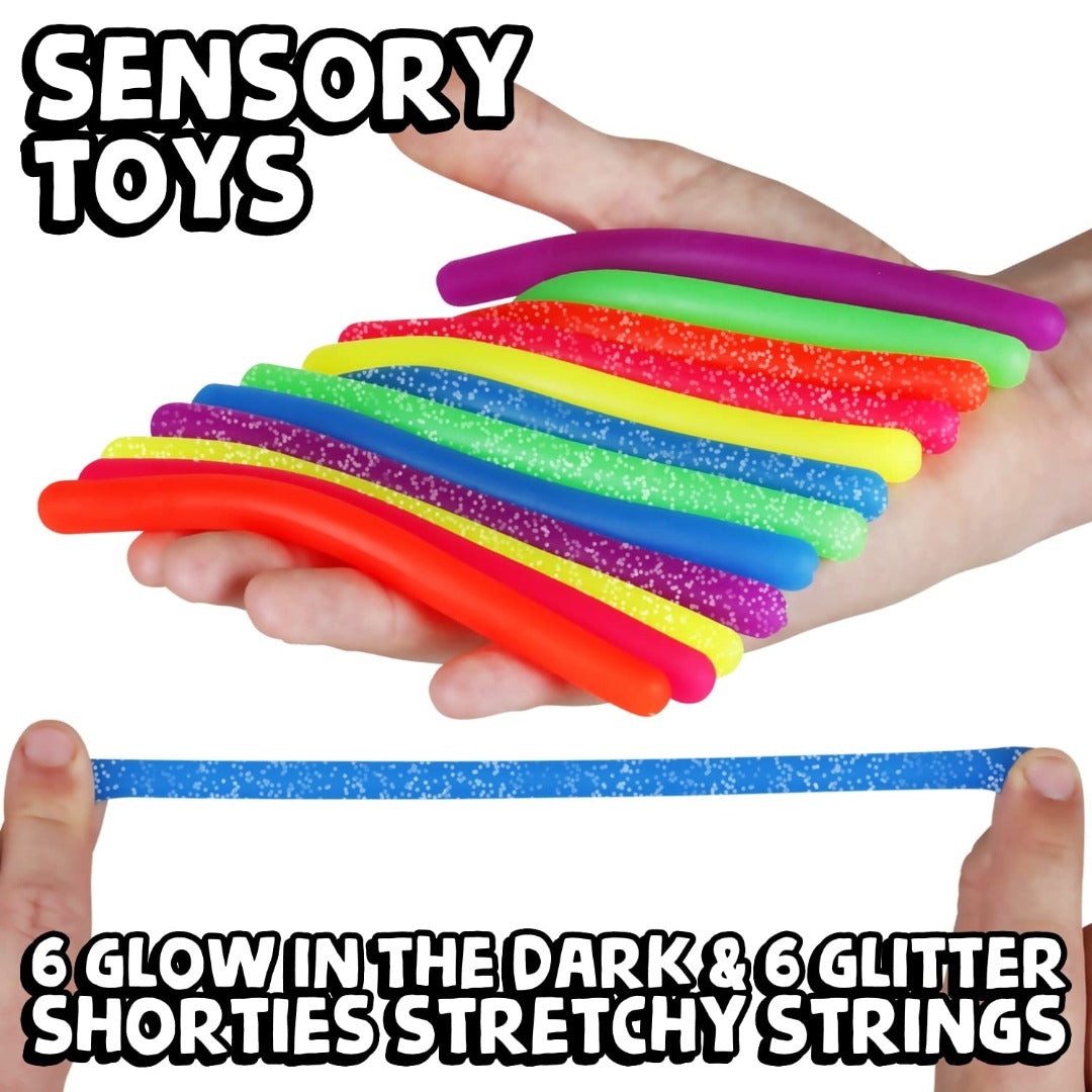 ‘Shorties’ Glitter Glow Stretchy Fidget Toys