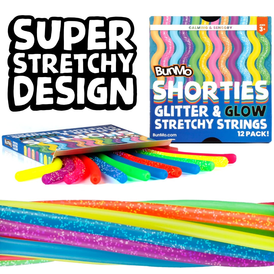 ‘Shorties’ Glitter Glow Stretchy Fidget Toys