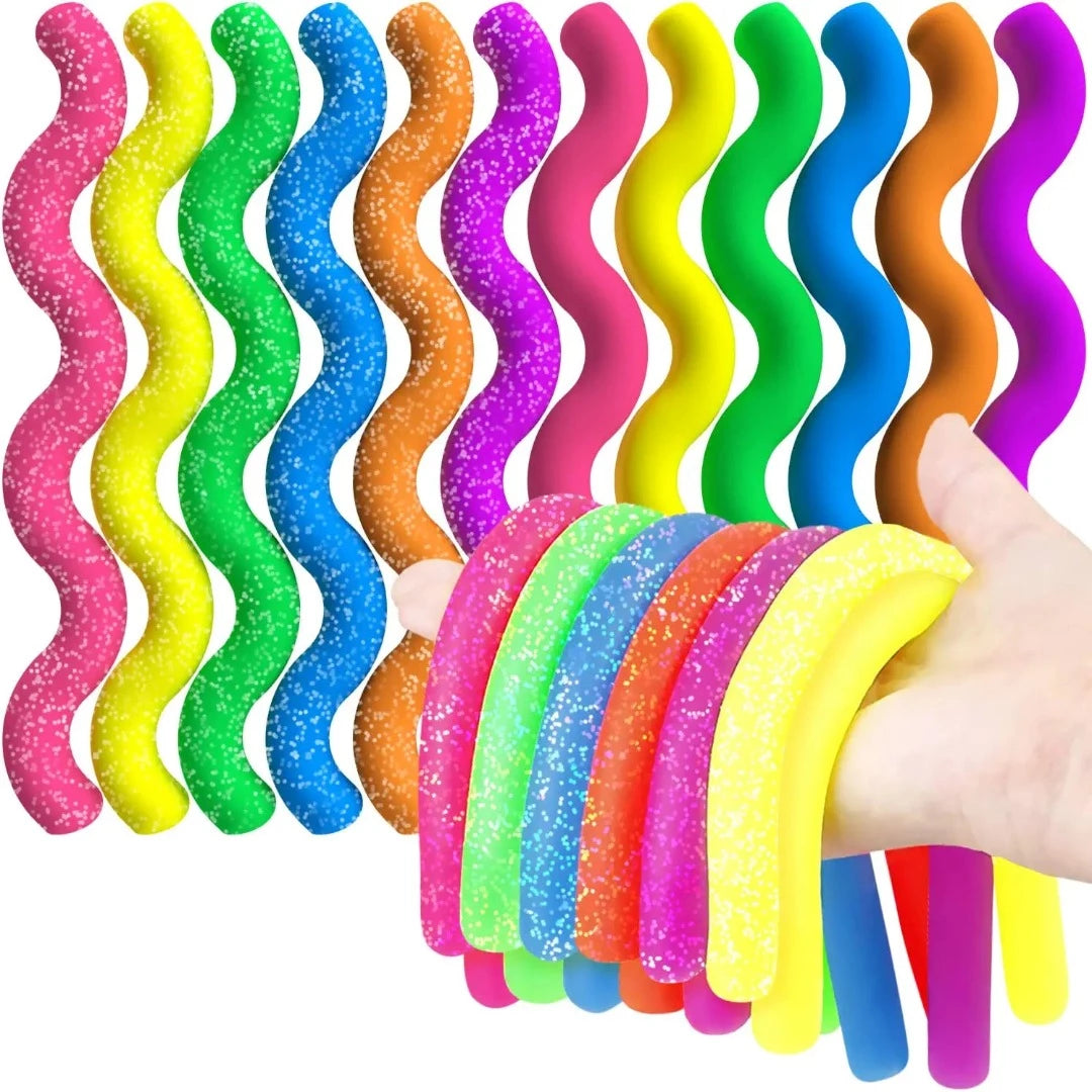 ‘Shorties’ Glitter Glow Stretchy Fidget Toys