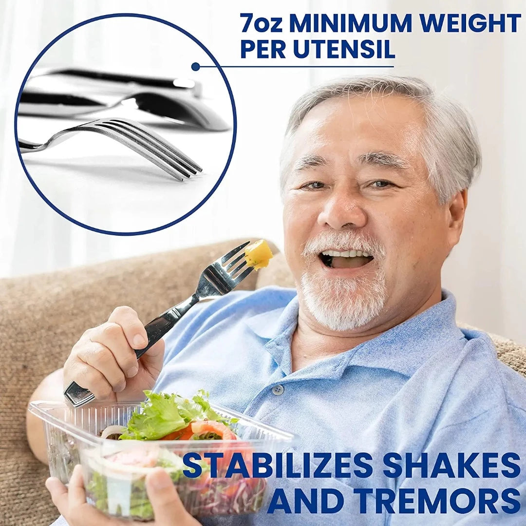 Bunmo Weighted Utensils for Tremors and Parkinsons Patients - Heavy Weight Silverware Set of Knife Fork and Spoon - Adaptive Eating Flatware (3