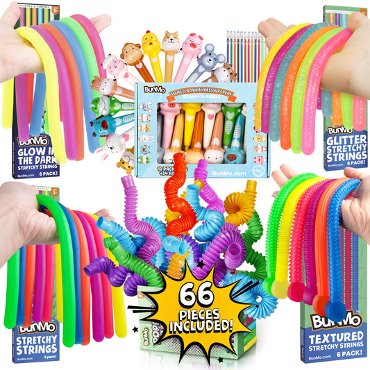 BunMo Super Sensory Textured Stretchy Strings 6 Pack Different